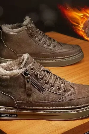 Men's Winter Warm Cotton Shoes 2024 New Classic Fashion Retro Plush Comfortable Anti Slip Snow Boots Outdoor Sports Casual Shoes