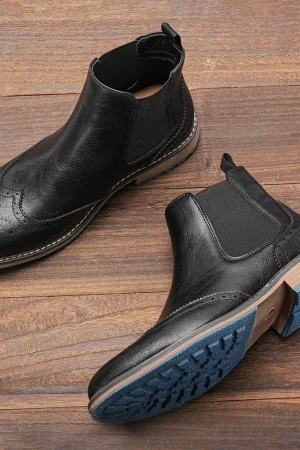 Size 7-13 Brogue Chelsea Men Boots Classical American Style Leather Boots